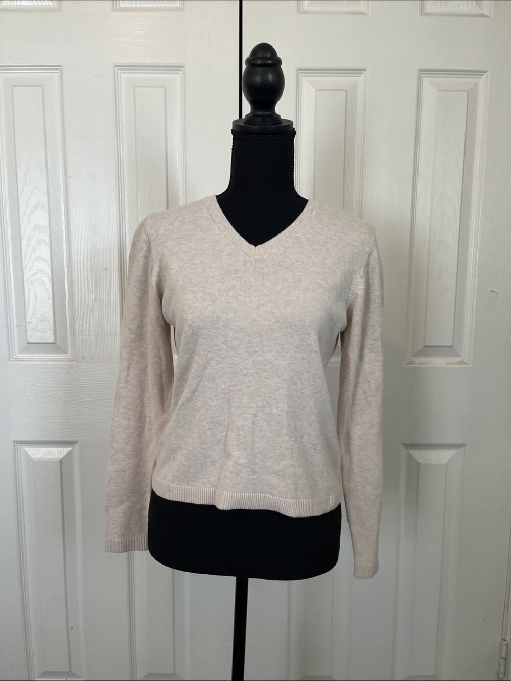 Vintage L.L Bean V Neck Sweater Long Sleeve Size Small Cotton Blend
